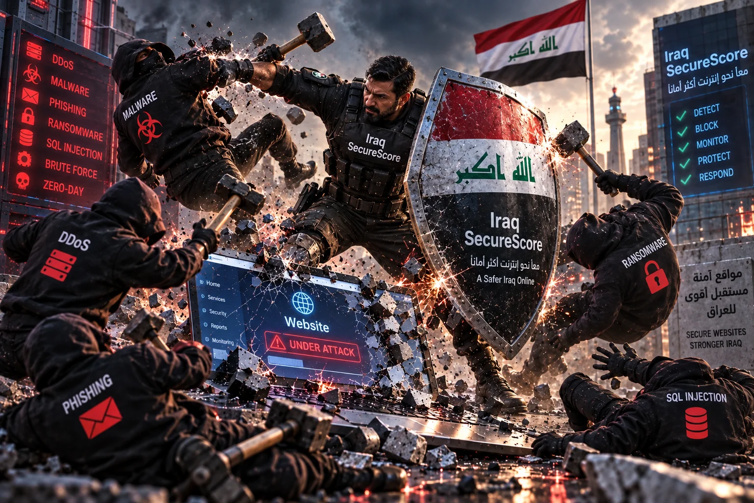 Iraq SecureScore - حماية المواقع من الهجمات السيبرانية